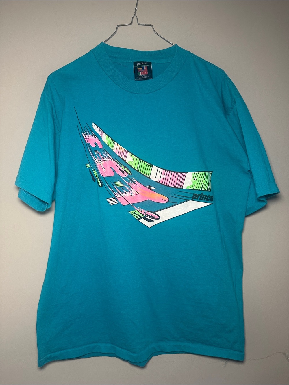 Prince FST steal neon pink and lime graphic vintage tshirt